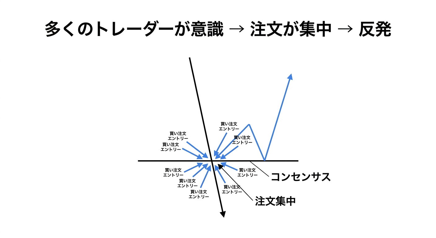 コンセンサスによる価格反発の仕組み（注文集中）